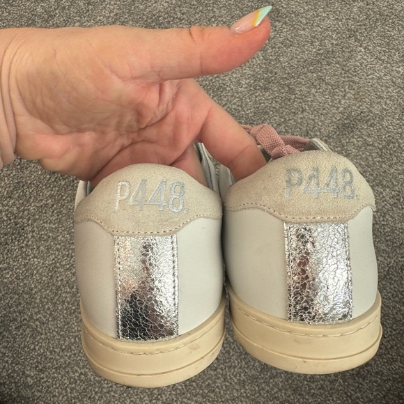 P448 Cream with Rose and Silver Trims Shoes Made in Italy Size 36 - Picture 8 of 13